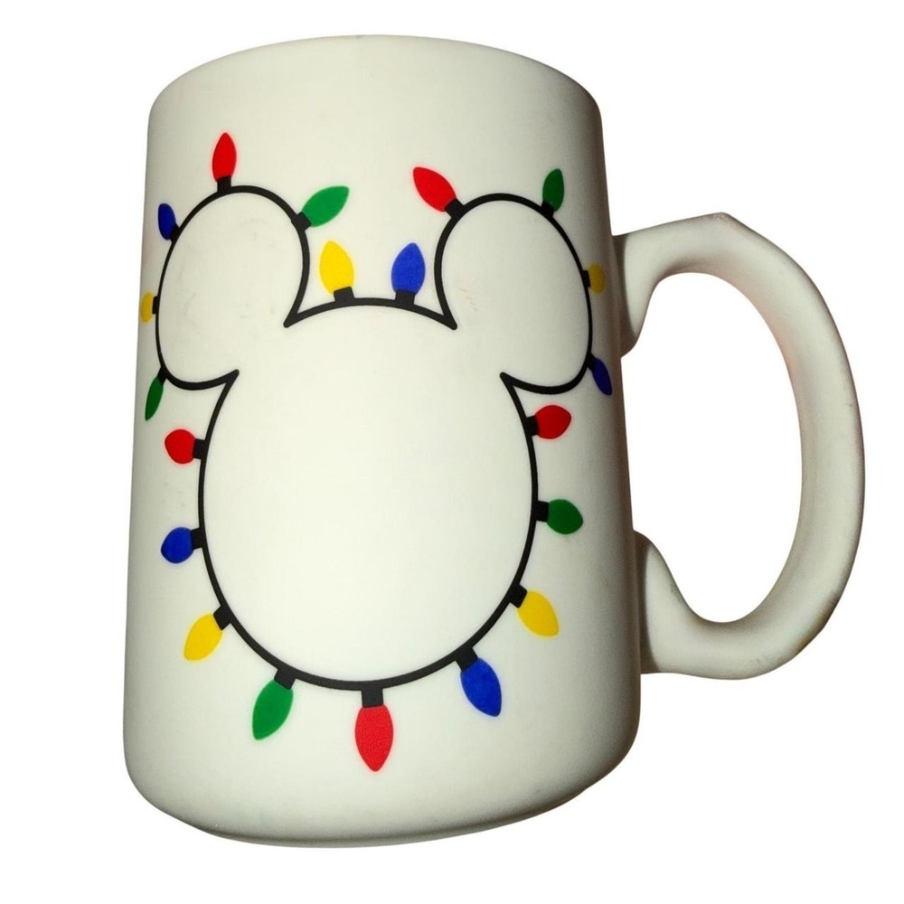 Disney Christmas Lights Mug White Excellent Mickey Mouse Holiday Cup